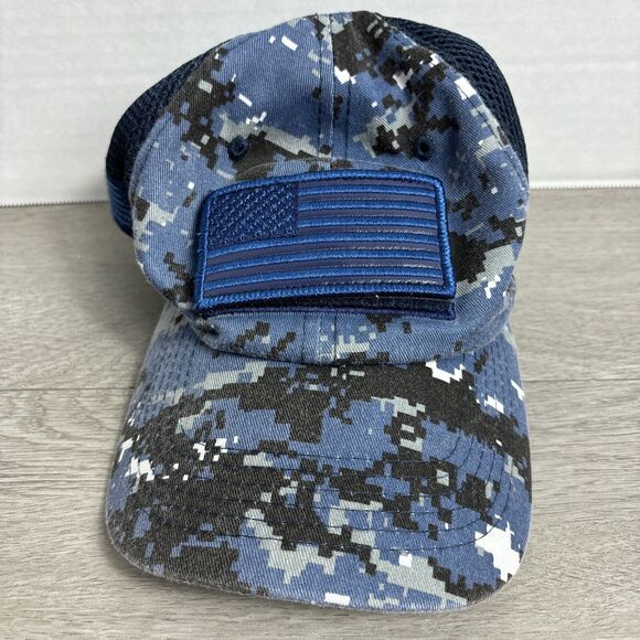 Blue American Flag Patch Adult Digital Camo Baseball Hat Cap Pit Bull Removable - Picture 1 of 10